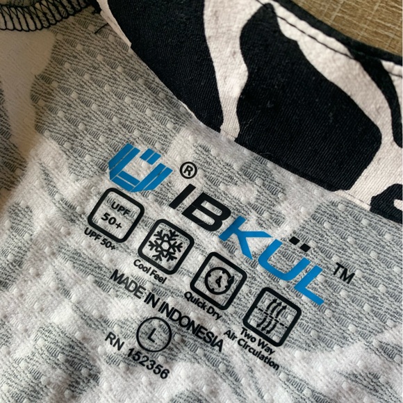 IBKUL Women’s BIANCA Long Sleeve Mock Neck Golf Dress sz L textured UPF 50 Black - Picture 2 of 12